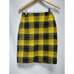 Country Set Wool Plaid Skirt Yellow Regular Size 7